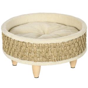 PawHut Hondenbed, verhoogde hondenligstoel met kussen, kattenbed, huisdierbed, rond | Aosom.nl