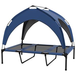 PawHut hondenbed voor buiten, weerbestendig, verhoogd frame, eenvoudig te reinigen, 106 x 76 x 94 cm, donkerblauw | Aosom.nl