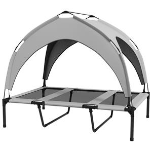 PawHut hondenbed, weerbestendig outdoor bed, verhoogd frame voor comfort, eenvoudig te reinigen, 106 x 76 x 94 cm, lichtgrijs | Aosom.nl