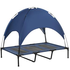 PawHut hondenbed met hemel, ademend en comfortabel, ideaal voor binnen en buiten, gemakkelijk schoon te maken, 90 x 70 x 90 cm, grijs | Aosom.nl