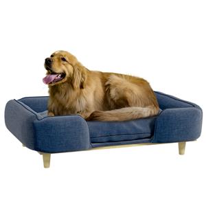PawHut hondenbank, comfortabele huisdierenbank, afneembare en wasbare bekleding, stevig ontwerp, 80 x 55 x 30 cm, donkerblauw | Aosom.nl