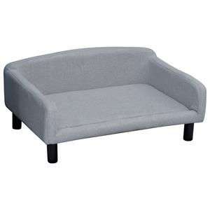 PawHut hondenbank, luxe, zachte bekleding, ideaal voor honden en katten, stevige houten poten, 80 x 50 x 45 cm, grijs | Aosom.nl