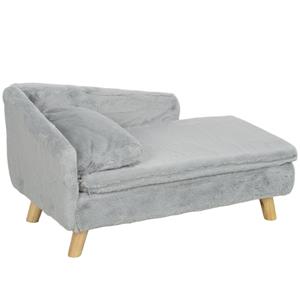 PawHut hondensofa, luxe pluchen bekleding, 2 kussens, geschikt voor honden tot 15 kg, 70 x 42,5 x 38,5 cm, comfortabel, lichtgrijs | Aosom.nl