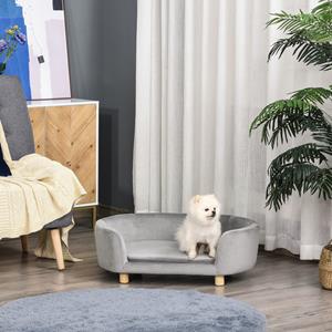 PawHut hondensofa, luxe hondenbank met fluweel, schuimstof, berkenpoot, comfortabel voor katten en honden, 86 x 55 x 33 cm, lichtgroen | Aosom.nl