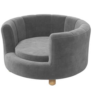 PawHut huisdierenbed, verhoogd ontwerp, met houten poten, afneembare flanelhoes, comfortabel kussen, 80 x 60 x 20 cm, grijs | Aosom.nl
