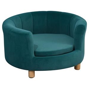 PawHut hondenbank, luxe hondenbed met zachte bekleding, stevige houten poten, stijlvol ontwerp, 90 x 50 x 40 cm, grijs | Aosom.nl