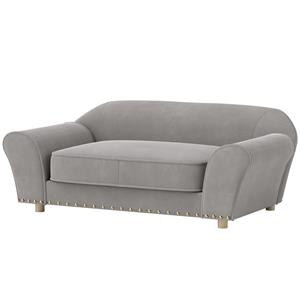 PawHut hondensofa, luxe hondenbed met nieten, dik kussen, afneembare hoes, antislip voeten, 86,5 x 52,5 x 33 cm, grijs | Aosom.nl
