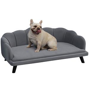 PawHut Hondensofa, Hondenbank Wasbare, hoes Dierensofa met rugleuning, voor middelgrote honden onder 25kg, 98.5 x 60 x 35.5 cm, Donkergrijs | Aosom.nl