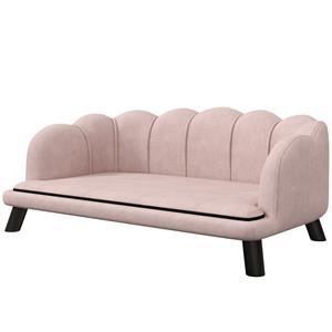 PawHut huisdierensofa, luxe voor middelgrote en grote honden tot 25 kg, stevig hout, comfortabel gepolsterd, 80 x 50 x 30 cm, roze | Aosom.nl