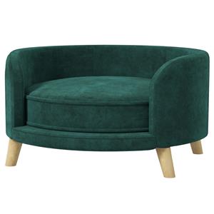 PawHut hondenbed, luxe hondenbank, comfortabel en stevig, gemaakt van eucalyptushout, 68 x 68 x 35 cm, groen | Aosom.nl