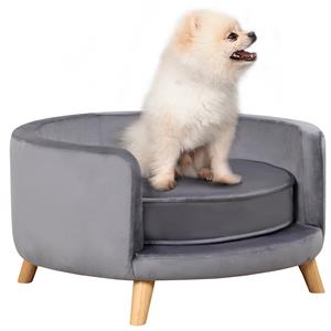 PawHut hondenbank, comfortabel zitkussen, afneembare hoes, ideaal voor kleine honden tot 10 kg, 68 x 68 x 35 cm, grijs | Aosom.nl