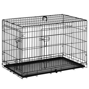 PawHut hondentransportkooi, veilige draadkooi, eenvoudig te monteren, ideaal voor reizen, 91 x 61 x 67 cm, zwart | Aosom.nl