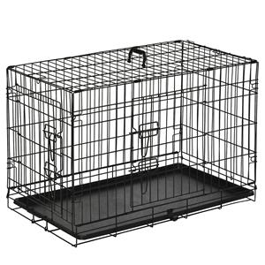 PawHut transportkooi, inklapbare hondenbox van metaal, veilig en stevig ontwerp, eenvoudig op te bergen, 76 x 51 x 61 cm, zwart | Aosom.nl