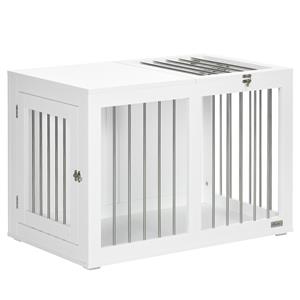 PawHut hondenkooi, multifunctioneel, hondenbench met tafelblad, stevig ontwerp, eenvoudig te reinigen, 90 x 60 x 70 cm, wit | Aosom.nl