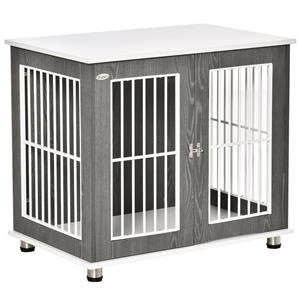 PawHut 2-in-1 hondenbench, opvouwbare transportbox, multifunctioneel met raam, stevige spaanplaat, 80 x 50 x 60 cm, Bruin | Aosom.nl