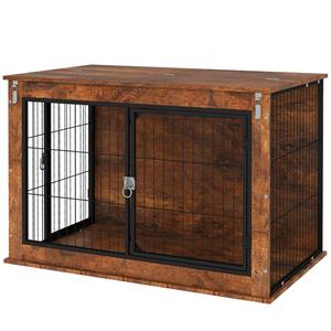 PawHut Hondenbox, Transportbox voor honden, Verblijfsbox, voor huisdieren, 2 afsluitbare deuren, 98 x 60 x 65,5 cm, Bruin