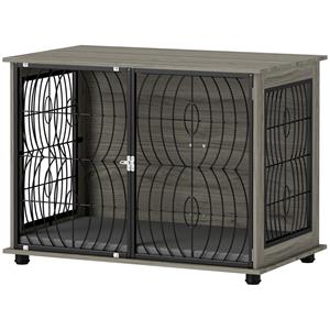 PawHut Hondenbox, Hondenkist, Afsluitbare Verblijfsbox voor Grote Honden, Grijs