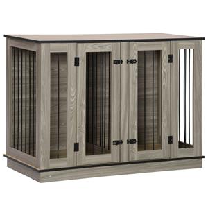 PawHut hondenbench in modern design, hondenkennel, incl. uitneembare tussenwand, afsluitbaar, bruin + zwart | Aosom.nl