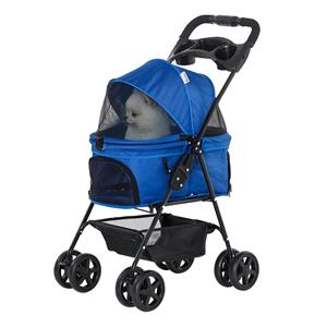 opvouwbare hondenbuggy, lichtgewicht en gemakkelijk te dragen, met grote wielen, 67 x 45 x 96 cm, blauw | Aosom.nl
