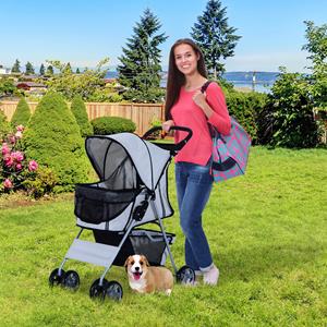 hondenbuggy, lichtgewicht hondenwagen, comfortabel en praktisch, 4 wielen, geschikt voor kleine en middelgrote honden, 4 kleuren | Aosom.nl