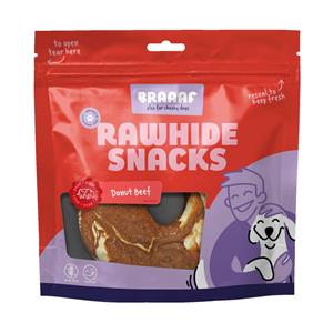 Braaaf 10x  Donut Hondensnack Vlees&Vis 10-12 cm 115 gr