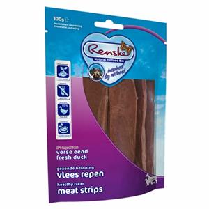 Renske 10x  Gezonde Beloning Vleesrepen Hondensnack Eend 100 gr