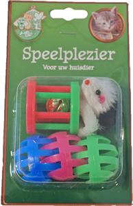 Gebr de boon Kattenspeelgoed blisterpak 1 klos 3 ballen en 1 bontmuis - 