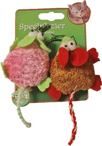 Gebr de boon Kattenspeelgoed kaart a 2 pluche muis multicolor - 