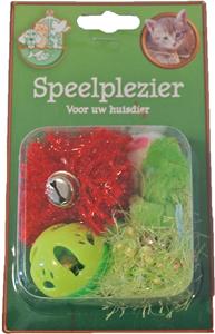 Gebr de boon Kattenspeelgoed blisterpak 2 knisperbal 1 bal en 1 muis - 