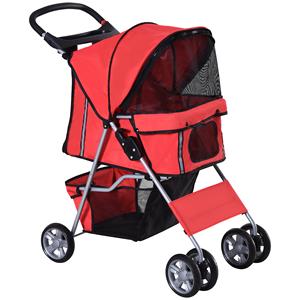 hondenwagen, comfortabele hondenbuggy, ideaal voor lange wandelingen, 3/4 wielen, opvouwbaar, in 4 kleuren beschikbaar | Aosom.nl