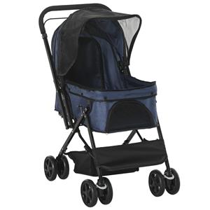 PawHut hondenbuggy, opvouwbaar, met veiligheidslijn, 2 remmen, comfortabel voor huisdieren, lichtgewicht, 85 x 42 x 100 cm, blauw | Aosom.nl