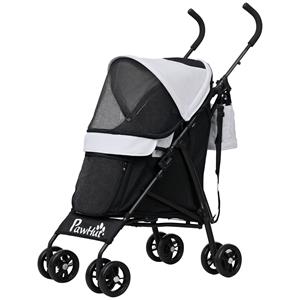 PawHut Luxe Huisdierenwagen met Veiligheidslijnen en Netvensters, 76L x 44B x 103H cm, Lichtgrijs