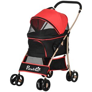 PawHut 2-in-1 hondenbuggy, opvouwbaar, multifunctioneel met mand en tas, lichtgewicht en gebruiksvriendelijk, 82 x 49,5 x 98 cm, rood | Aosom.nl