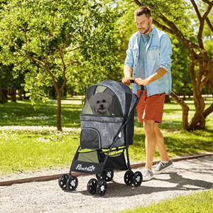 PawHut hondenbuggy, opvouwbare hondenwagen, comfortabel met kussen, ideaal voor katten, lichtgewicht en makkelijk te dragen, zwart | Aosom.nl