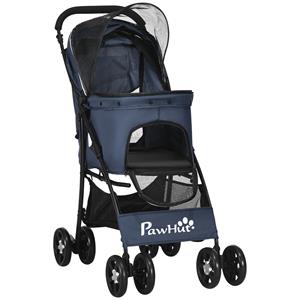 PawHut hondenbuggy, opvouwbaar, comfortabel met kussen, zijvak voor accessoires, 81 x 48 x 99 cm, ideaal voor kleine honden, grijs | Aosom.nl