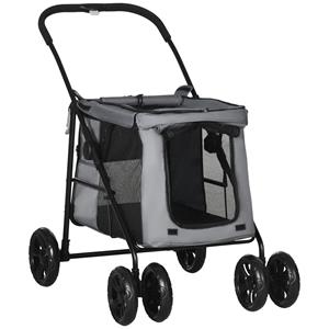 PawHut hondenbuggy, lichtgewicht, opvouwbare hondenwagen met kussen, perfect voor lange wandelingen, 80 x 40 x 100 cm, zwart | Aosom.nl