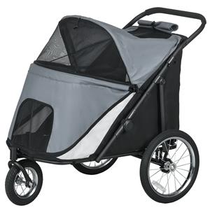 PawHut hondenbuggy, opvouwbaar en lichtgewicht, met ligkussen, stalen frame, eenvoudig te gebruiken, 80 x 42 x 100 cm, grijs/zwart | Aosom.nl