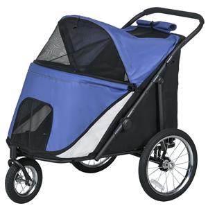 PawHut hondenbuggy, inklapbaar, lichtgewicht stalen frame, comfortabel ligkussen, gemakkelijk te vervoeren, 80 x 50 x 100 cm, blauw/zwart | Aosom.nl