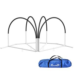 honden-agility-set, complete trainingsaccessoires, eenvoudig op te zetten, duurzaam materiaal, 89 x 69 x 99 cm, wit en zwart | Aosom.nl