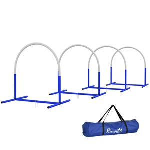 PawHut Agility-Set voor Honden, 4 Bogen, perfect voor beginners, inclusief draagtas, eenvoudig op te zetten, 88 x 64 x 95 cm, blauw en wit | Aosom.nl