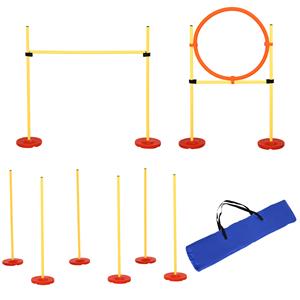 PawHut hondenagility set, 3-in-1 training voor huisdieren, inclusief draagtas, eenvoudig op te zetten, ideaal voor buiten, geel | Aosom.nl