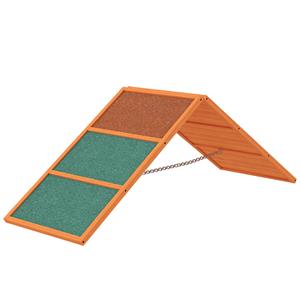 PawHut Agility hondenloopplank, opvouwbaar, hoogte verstelbaar, antislip, Vurenhout, tot 40 kg, 173 x 59 x 66 cm, Oranje/Groen
