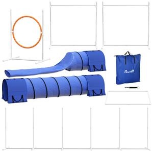 PawHut Honden Agility Set, Compleet hondenparcours met 1 ring, 2 tunnels, 2 hindernissen, Stimuleert beweging, 321 x 63 x 93 cm, 3 kleuren | Aosom.nl