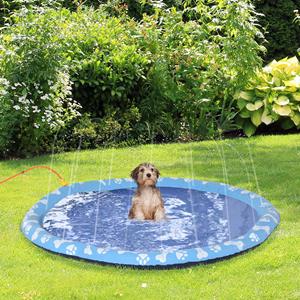 PawHut hondenfontein, 170 cm, antislip watersproeier voor buiten, leuk waterspeelgoed, duurzaam PVC, eenvoudig te installeren, blauw | Aosom.nl
