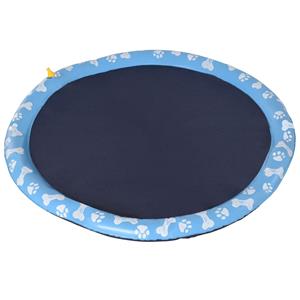 PawHut hondenbad, ideaal voor puppy's, met watersproeier, antislip, rond, eenvoudig te reinigen, Ø150 cm, blauw | Aosom.nl