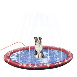 PawHut hondenpoel, water-speelpoel, antislip en stevig, diervriendelijk ontwerp, Ø170 cm, ideaal voor de zomer, rood | Aosom.nl