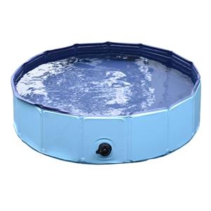 PawHut hondenbad, duurzaam en opblaasbaar, ideaal voor warme dagen, Ø80/120/160 cm, eenvoudig op te bergen, blauw/rood | Aosom.nl