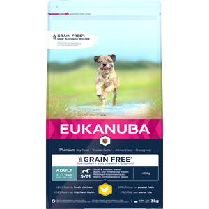 Eukanuba 3x  Adult Graanvrij Small-Medium Hondenvoer Kip 3 kg