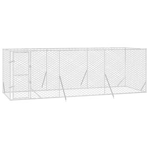 VidaXL Hondenkennel voor buiten 6x2x2 m gegalvaniseerd staal zilver