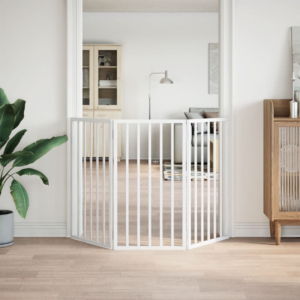 vidaXL Hondenhek inklapbaar 3 panelen 150 cm populierenhout wit